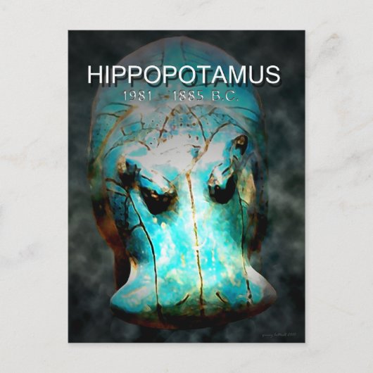 EYGPTIAN BLUE HIPPO BRIEFKAART (Voorkant)