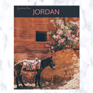 Ezel en bloemen in Wadi Musi Jordanië Briefkaart