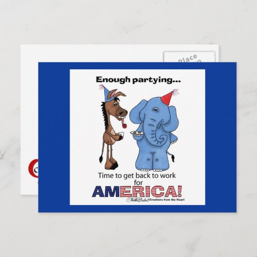 Ezel en olifant genoeg feesten! uitnodiging briefkaart (Voorkant / Achterkant)