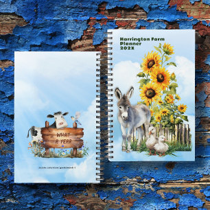 Ezel en zonnebloemen boerderij op maat gemaakte pl planner