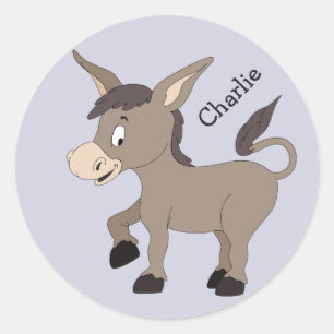 Ezel illustratie aangepaste naam kinderen stickers