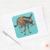 ezel met zadel vierkante sticker (Envelop)