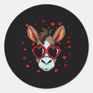 Ezel Valentijn Zonnige Hart Schattige Liefhebbers Ronde Sticker