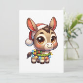 Ezel Vrolijk Kerstfeest Winter Dieren Schattige Ez Feestdagenkaart (Staand voorkant)