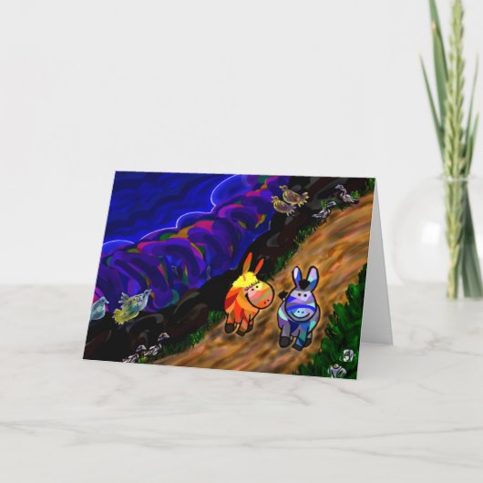 ezels die door het zee lopen kaart (Voorkant)