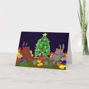 Ezels en kerstboom feestdagen kaart