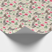Ezels en roze rozen bruiloft inpakpapier (Hoek)