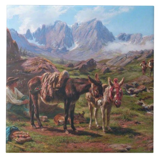 Ezels in de Pyreneeën (Rosa Bonheur) Tegeltje (Voorkant)