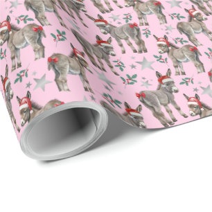 Ezels in Santa Hats Christmas Wrapping Paper Cadeaupapier