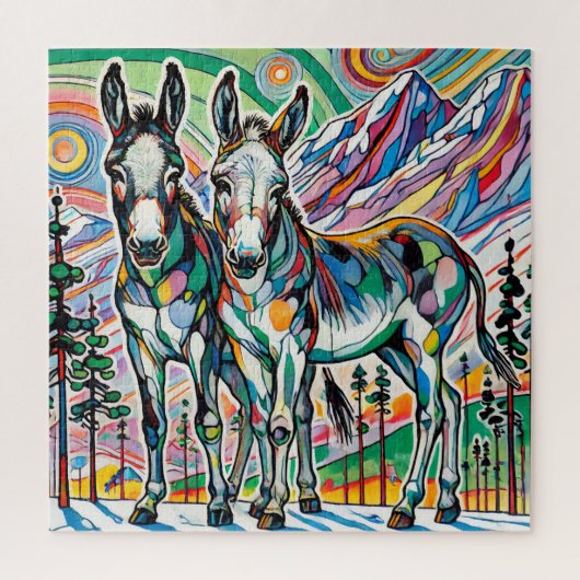 Ezels tussen dennen 600 stuk puzzel (Verticaal)