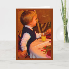 Ezra 3 jaar bidt genade met Kerstmis - waterverf z Feestdagen Kaart