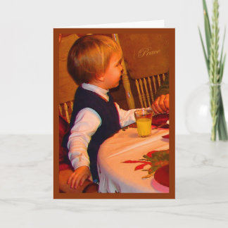 Ezra 3 jaar bidt genade met Kerstmis - waterverf z Feestdagen Kaart