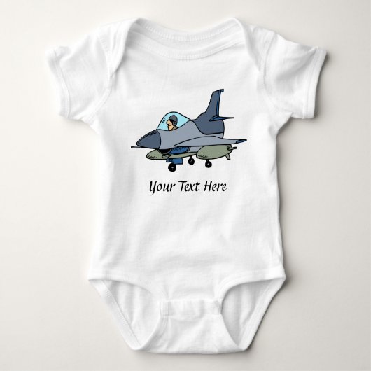 F16 Falcon en Pilot Cartoon ontwerp Romper (Voorkant)
