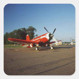F2G-1D Super Corsair-vliegtuig op een luchtshow in Vierkante Sticker