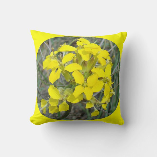 F33w - Gele wilde bloemen Kussen (Voorkant)