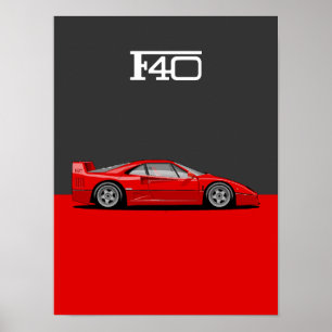 F40 Klassieke heilige drievuldigheid auto Poster