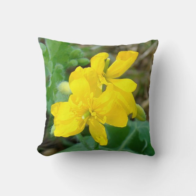 F44 Gele wilde bloemen Wilde mosterd Kussen (Voorkant)