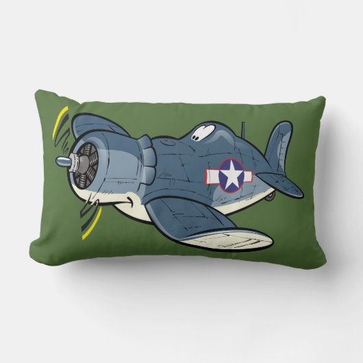 F4U-cartoon corsair-vliegtuig Kussen (Voorkant)