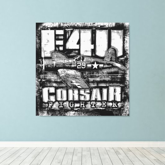 F4U CORSAIR CANVAS AFDRUK (Insitu (Houten vloer))