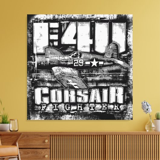 F4U CORSAIR CANVAS AFDRUK (Insitu (Woonkamer))