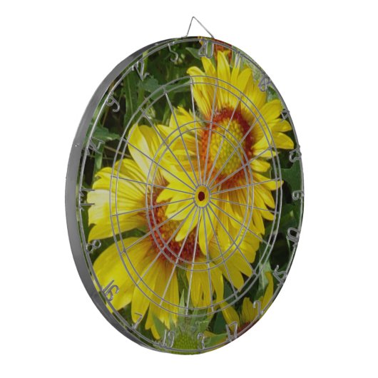 F6 Gele wilde bloemen Gaillardia Dartbord (Voorkant Links)