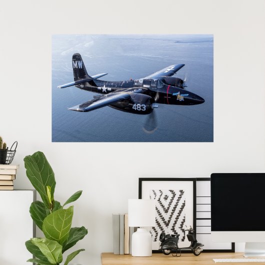 F7F Tigercat 'Bad Kat' over de Puget Sound Poster (Thuiskantoor)