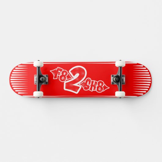 F8 2 SK8 Rood wit Skateboard (Horizontaal)