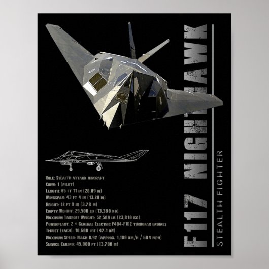 F-117 Nighthawk Stealth Fighter-spec Poster (Voorkant)