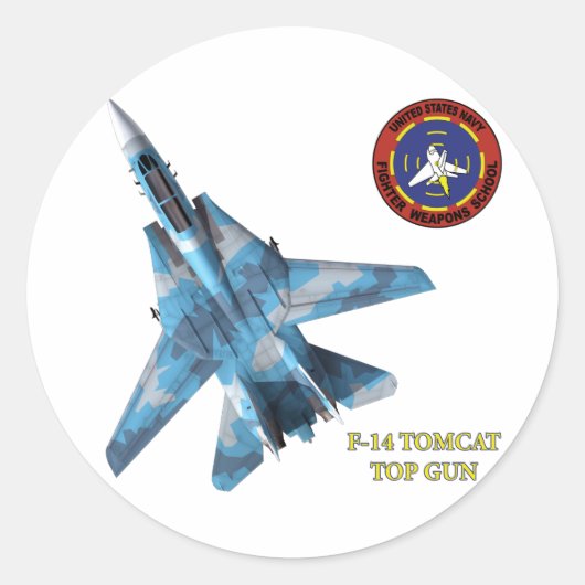 F-14 Bovenste Pistool van tomcat Ronde Sticker (Voorkant)