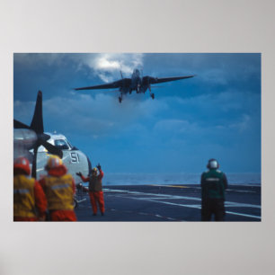 F-14 Tomcat bij aanlanding op de vervoerder van de Poster