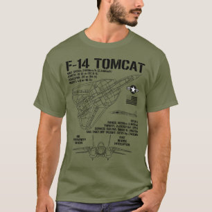 F-14 Tomcat gevechtsvliegtuig specs militaire F14 T-shirt