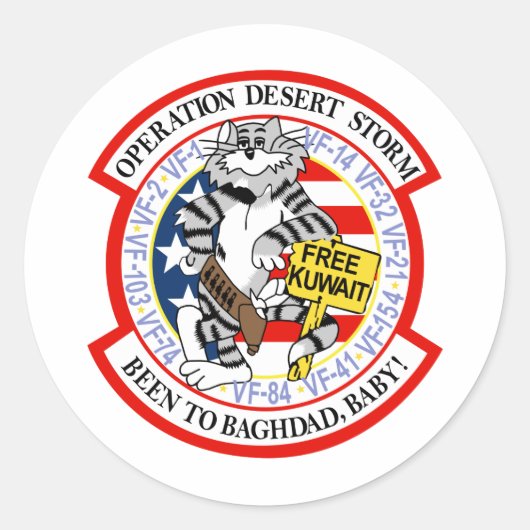 F-14 Tomcat Operation Desert Storm Ronde Sticker (Voorkant)
