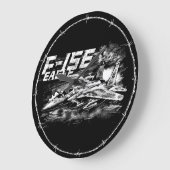 F-15 Eagle Arrondi (Grande) Horloge murale (Angle)