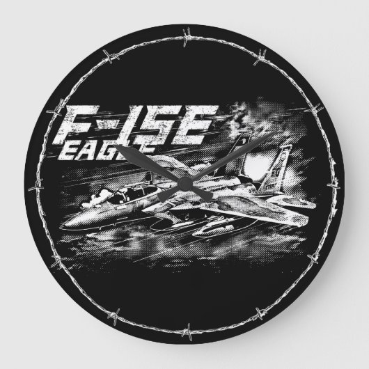 F-15 Eagle Arrondi (Grande) Horloge murale (Recto)