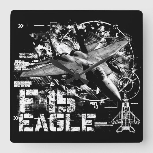 F-15 Eagle Carré Horloge murale (Recto)