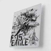 F-15 Eagle Carré Horloge murale (Angle)
