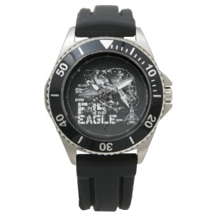 F-15 Eagle Crown Protector Zwart Rubber Horloge