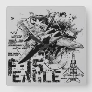 F-15 Eagle Square Wall Clock Vierkante Klok