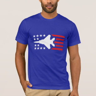F-15 Strike Eagle Jet Red White Blue Stars Stripes T-shirt