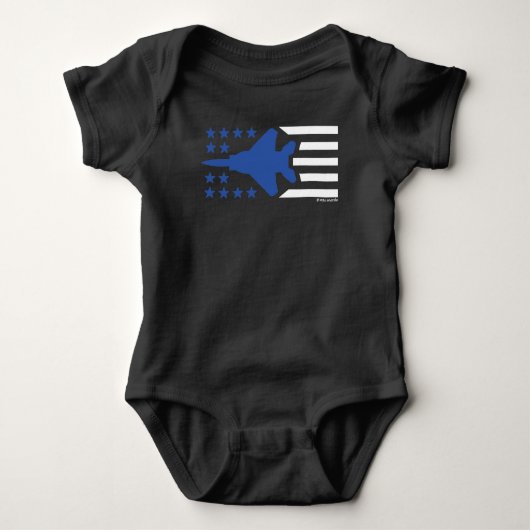 F-15 Strike Eagle Jet White n Blue Stars Stripes Romper (Voorkant)