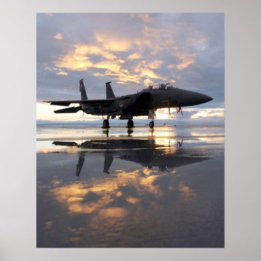 F-15 Vliegtuig met breukrijst Poster (Voorkant)