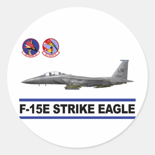 F-15E Strike Eagle 492e Vechtersquadron Ronde Sticker (Voorkant)