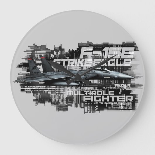 F-15E Strike Eagle Round (Grote) wandklok Grote Klok (Voorkant)
