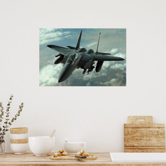 F-15E Vliegtuig met breukrijst Poster (Keuken)