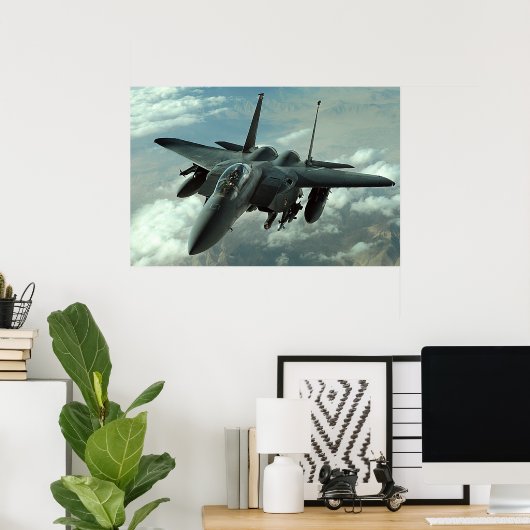 F-15E Vliegtuig met breukrijst Poster (Thuiskantoor)