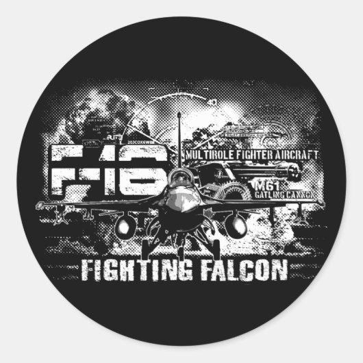 F-16 Fighting Falcon Ronde Sticker (Voorkant)