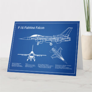 F-16 Fighting Falcon - Vliegtuigblauwdruk Plannen  Bedankkaart