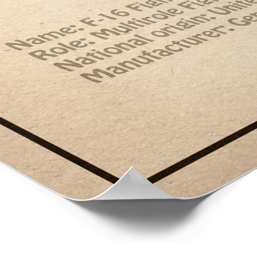 F-16 Fighting Falcon - Vliegtuigblauwdruk Plannen Poster (Hoek)