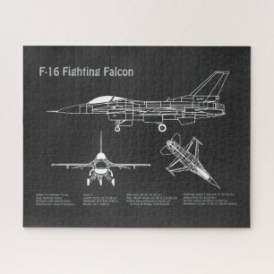 F-16 Fighting Falcon - Vliegtuigblauwdruk Plans PD Legpuzzel