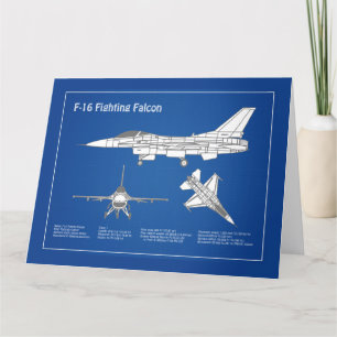 F-16 Fighting Falcon - Vliegtuigblauwdrukplan ABD Bedankkaart